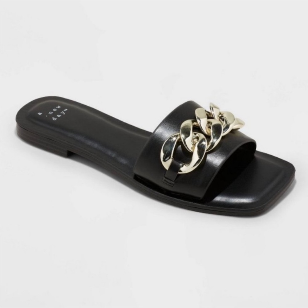 🆕NWT a new day black chain detail sandals
